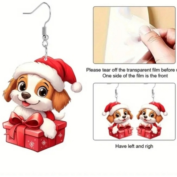 Holiday hand crafted dangle earrings - Picture 5 of 5